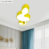 Musical Note Led Ceiling Lamp In Red/Green/Yellow For Kindergarten