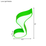 Musical Note Led Ceiling Lamp In Red/Green/Yellow For Kindergarten