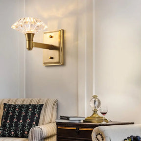 Mussel Brass Wall Mounted Crystal Doorway Lamp With Clean-Lined Arm 1 /