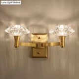 Mussel Brass Wall Mounted Crystal Doorway Lamp With Clean-Lined Arm