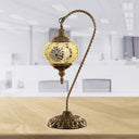 Naomi - Traditional Red/White/Yellow Glass Desk Lamp With Metal Base White