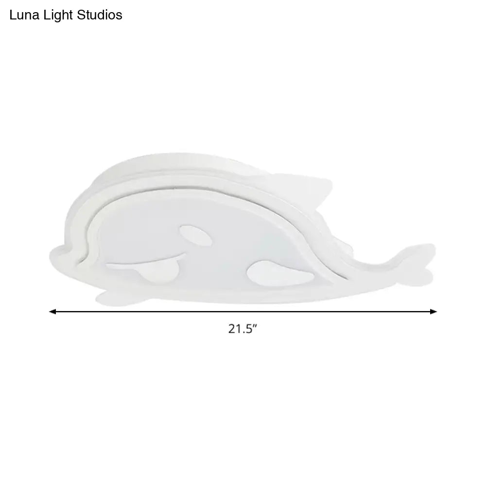 Naughty Dolphin’ Acrylic Led Flush Mount Light - Perfect For Girls’ Bedroom