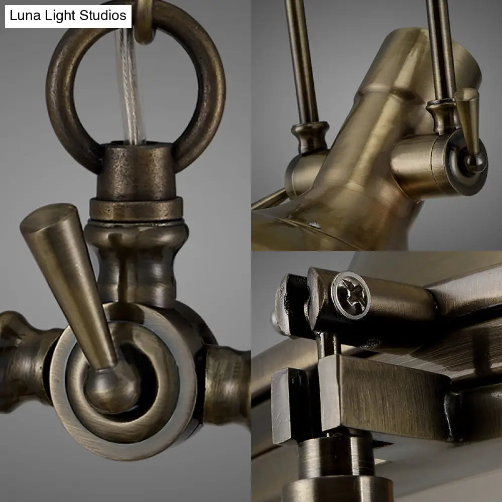 Nautical Brushed Brass Bell Pendant Light With Glass Diffuser - Dining Room Ceiling Fixture