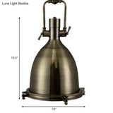 Nautical Brushed Brass Bell Pendant Light With Glass Diffuser - Dining Room Ceiling Fixture