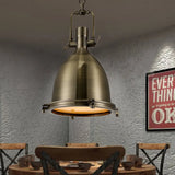 Nautical Brushed Brass Bell Pendant Light With Glass Diffuser - Dining Room Ceiling Fixture
