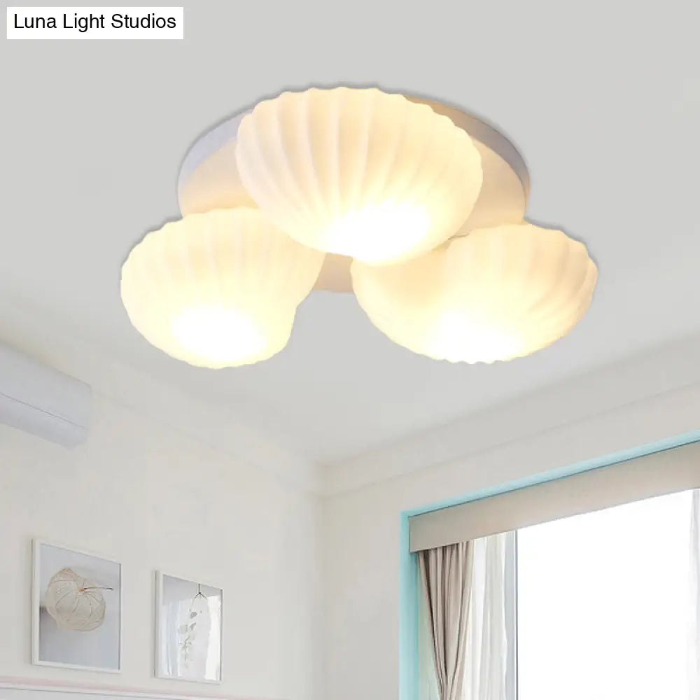 Nautical Glass Scallop Shell Flush Light - 3/5 - Light Mount Ceiling Lighting For Living Room