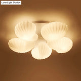 Nautical Glass Scallop Shell Flush Light - 3/5 - Light Mount Ceiling Lighting For Living Room