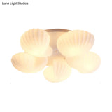 Nautical Glass Scallop Shell Flush Light - 3/5 - Light Mount Ceiling Lighting For Living Room