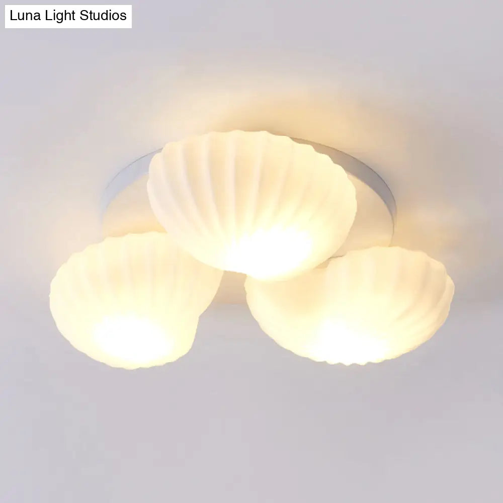 Nautical Glass Scallop Shell Flush Light - 3/5 - Light Mount Ceiling Lighting For Living Room