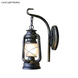 Nautical Single Wall Lamp With Frosted Glass And Bronze/Copper Finish