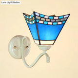 Nautical Stained Glass Swallow-Tail Wall Mount Light - White Indoor Sconce