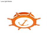 Nautical Style Acrylic Flushmount Ceiling Light With Rudder And Anchor Design - Perfect For Teens