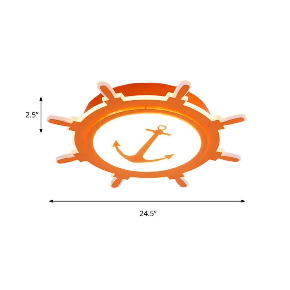 Nautical Style Acrylic Flushmount Ceiling Light With Rudder And Anchor Design - Perfect For Teens