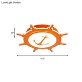 Nautical Style Acrylic Flushmount Ceiling Light With Rudder And Anchor Design - Perfect For Teens