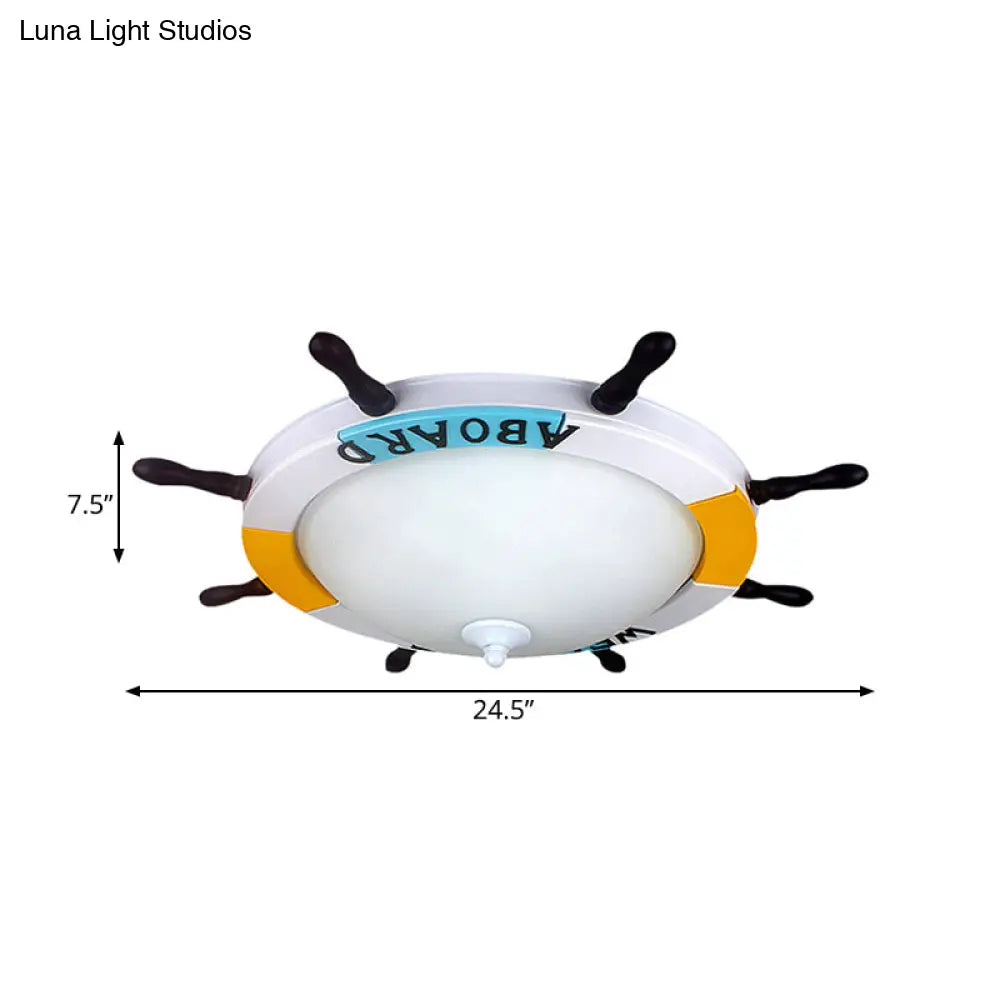 Nautical Style Led Living Room Flush Ceiling Light With Acrylic Shade - White Mount Lighting