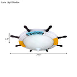 Nautical Style Led Living Room Flush Ceiling Light With Acrylic Shade - White Mount Lighting