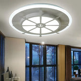 Nautical Style Metal Compass Flush Mount Ceiling Lamp In White Finish For Dining Room /