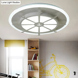Nautical Style Metal Compass Flush Mount Ceiling Lamp In White Finish For Dining Room