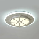 Nautical Style Metal Compass Flush Mount Ceiling Lamp In White Finish For Dining Room / Warm