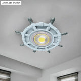Navigate The Seas With Rudder Flush Mount Lighting Fixture For Kids Room In Blue Ceiling Light