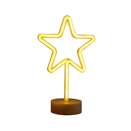 Neon Cartoon Shape Night Light - Plastic Bedroom Led Table Lamp In White