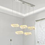 Nickel Beveled Crystal Square Cluster Pendant Light With Modern Design - 5 Heads