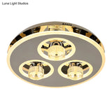 Nickel Circle Crystal Flushmount Led Ceiling Light For Nordic Bedroom
