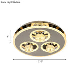 Nickel Circle Crystal Flushmount Led Ceiling Light For Nordic Bedroom