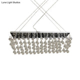 Nickel Rectangle Crystal Ball Chandelier - 6/9 Head Simple Style Hanging Lamp For Dining Room