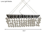 Nickel Rectangle Crystal Ball Chandelier - 6/9 Head Simple Style Hanging Lamp For Dining Room