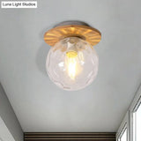 Nordic 1 Head Orb Light Fixture With Clear Hammered Glass Shade - Stylish Gray/White/Green/Wood