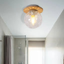 Nordic 1 Head Orb Light Fixture With Clear Hammered Glass Shade - Stylish Gray/White/Green/Wood