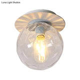 Nordic 1 Head Orb Light Fixture With Clear Hammered Glass Shade - Stylish Gray/White/Green/Wood