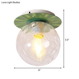 Nordic 1 Head Orb Light Fixture With Clear Hammered Glass Shade - Stylish Gray/White/Green/Wood