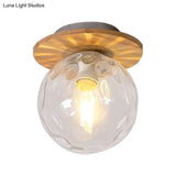 Nordic 1 Head Orb Light Fixture With Clear Hammered Glass Shade - Stylish Gray/White/Green/Wood