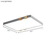 Nordic 1 Light Grey/White Ceiling Lamp - Acrylic Shade Rectangular Flush Mount With Warm/White