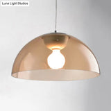 Nordic 1 Light Suspension Pendant: Red/Black/White Acrylic Shade Dome Ceiling
