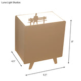 Nordic 1-Light White Night Table Lamp With Metal Carving Square Metallic Reading Light