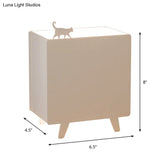 Nordic 1-Light White Night Table Lamp With Metal Carving Square Metallic Reading Light