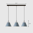 Nordic 3-Light Pendant Cluster With Conical Metal Shade & Leather Strap Grey / Linear