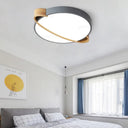 Nordic Acrylic Ceiling Mount Lamp With Led Flushmount Lighting In White/Green/Grey Oval Wood Insert
