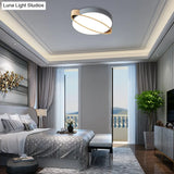 Nordic Acrylic Ceiling Mount Lamp With Led Flushmount Lighting In White/Green/Grey Oval Wood Insert