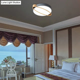 Nordic Acrylic Ceiling Mount Lamp With Led Flushmount Lighting In White/Green/Grey Oval Wood Insert