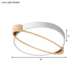 Nordic Acrylic Ceiling Mount Lamp With Led Flushmount Lighting In White/Green/Grey Oval Wood Insert
