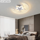 Nordic Acrylic Crescent And Star Led Flush Light Ceiling Fixture For Bedroom