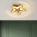 Nordic Acrylic Crescent And Star Led Flush Light Ceiling Fixture For Bedroom Gold / 16.5’ Warm