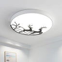 Nordic Acrylic Flush Mount Led Ceiling Lamp For Bedroom - Elk Dance Pattern White/Black White