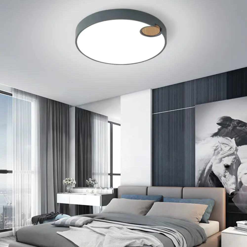 Nordic Acrylic Grey Led Flush Mount Lamp With White/Warm/Natural Light For Bedroom - Available In