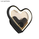 Nordic Acrylic Heart/Cloud Led Wall Light Fixture For Bedroom - Black/White