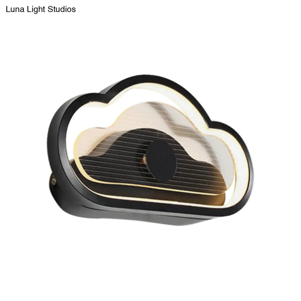Nordic Acrylic Heart/Cloud Led Wall Light Fixture For Bedroom - Black/White